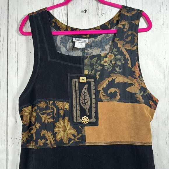 Nina Piccalino Patchwork Maxi Dress Boho Artsy Sleeveless Size 12 Cottagecore - Picture 6 of 13